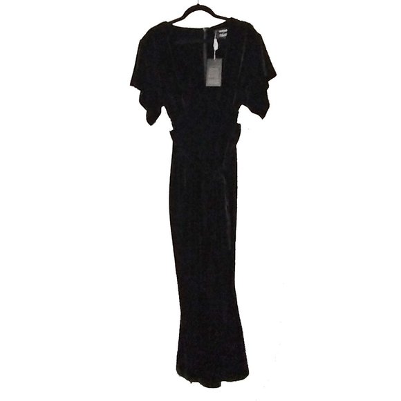 Modcloth x Collectif Keiko Short Sleeve Black Velvet Maxi Wrap Dress - Size XXS - Picture 2 of 4